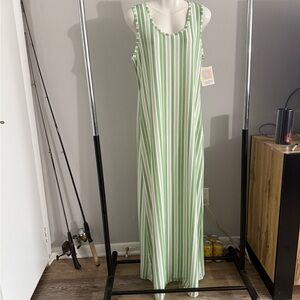 Green and White Striped Maxi Dress size L